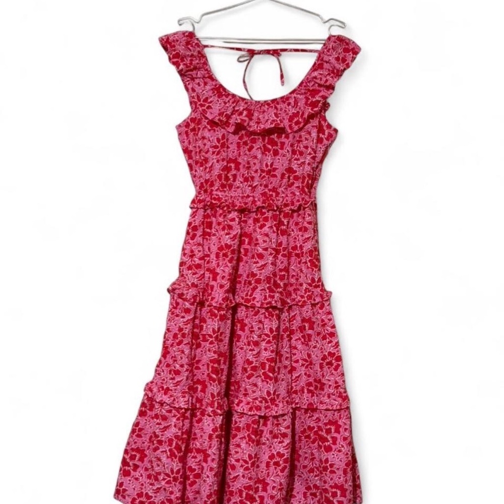 Pink Floral Tiered Maxi Dress